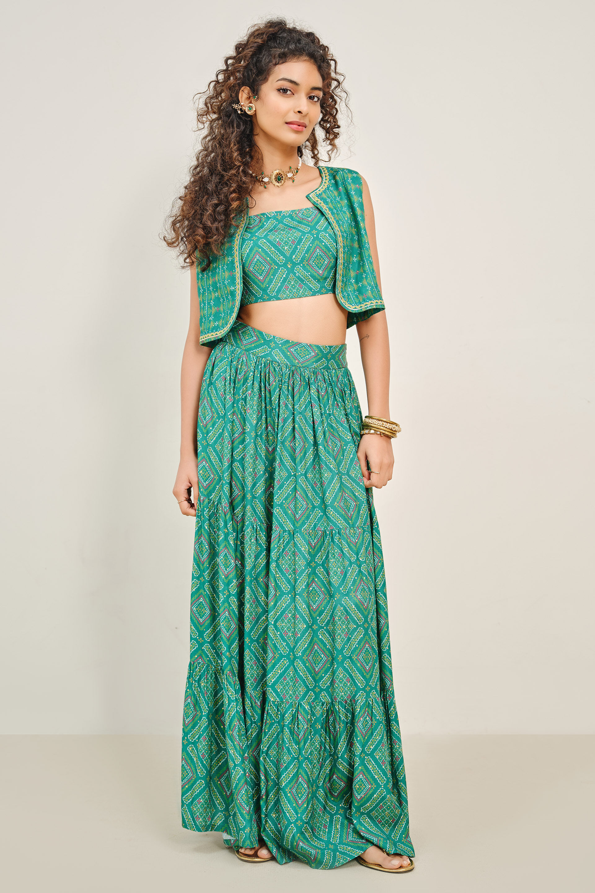 Tarini Teal Skirt Set